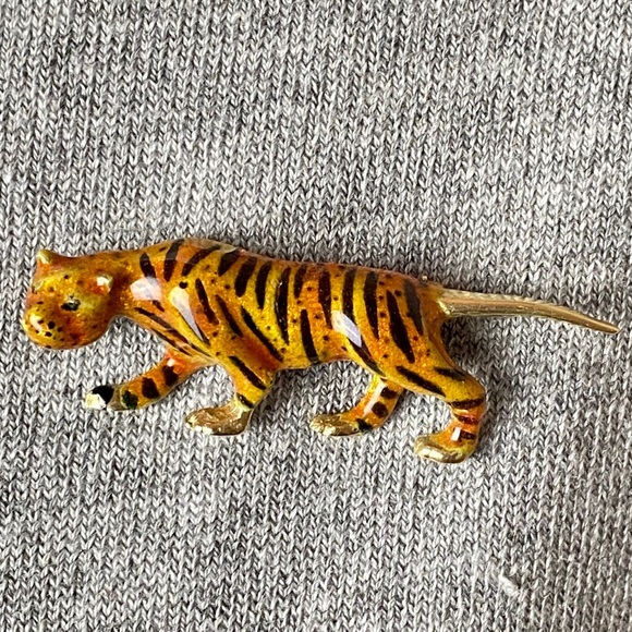 Vintage 14K Gold & Enamel Tiger Pin/Brooch Mint - Picture 5 of 8